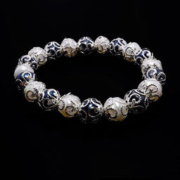 Браслет из белого и синего натурального морского жемчуга-оберег на процветания и счастья