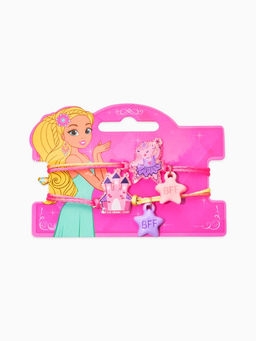 Цена за 2 шт. Браслеты детские парные «Выбражулька. Неразлучники. Замок и звезды», фиолетовый, розовый