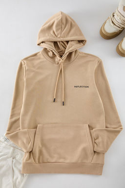 Tas Regular/Normal Kesim Kapusonlu S?rt Bask?l? Pamuklu Sardonsuz Sweatshirt TMNAW21SW0514
