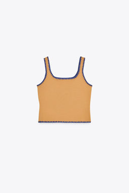KNIT TOP WITH CONTRAST EMBROIDERY - Zara фото 8