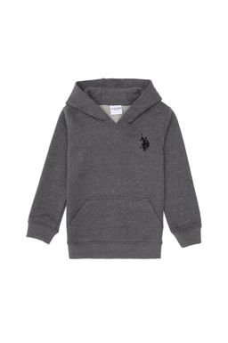 Erkek _ocuk Antrasit Melanj Basic Kap__onlu Sweatshirt