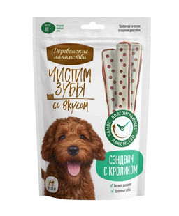 Деревенские лакомства Чистим зубы д/с Сэндвич с кроликом 90г, 80