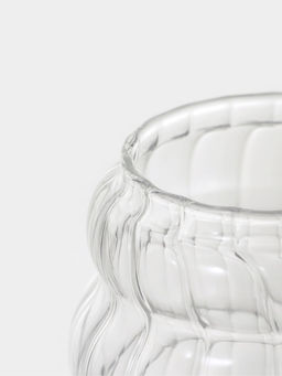 Баночка для мёда и варенья «Эко. Рельеф», 9×12.5 см, с бамбуковой крышкой и ложной, на подставке, стекло, прозрачная