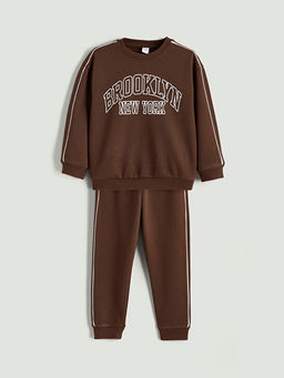 New York Bask?l? Erkek ?ocuk Kal?n Sweatshirt ve E?ofman Alt?