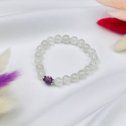 Браслет из Горного Хрусталя и Лепидолита 18 см