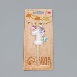 Цена за 2 шт. Свеча в торт «Единорог», цифра 1, 6 см
