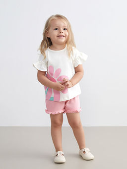 ?i?ekli K?z Bebek Bluz ve ?ort 2li