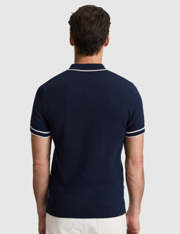 Lacivert Slim Fit %100 Pamuk D__meli Polo Yaka Triko Ti__rt