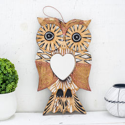 Зеркальное панно Сова с сердцем, 1.3?14?24 см, дерево