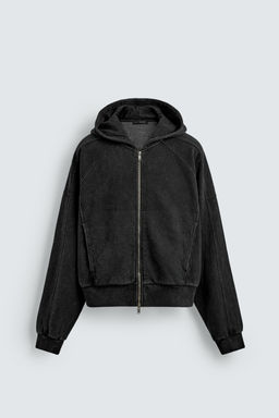 SUDADERA CROPPED FIT  CAPUCHA / Antracita oscuro - Zara фото 7