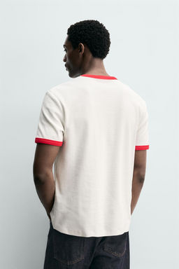 CAMISETA RIB CONTRASTE B?SICA / Blanco / Rojo - Zara фото 3