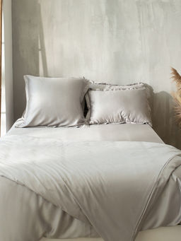 Простыня на резинке 2-спальная SL Home Tencel, 180×200+30 см, светло-серая, тенсель