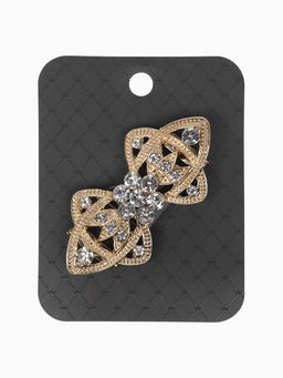 Зажим для кардигана "Ажур", лепестки, цвет белый в золоте