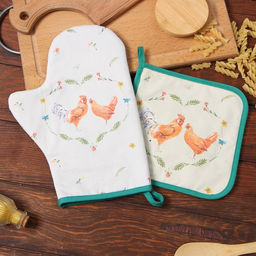 Набор кух. Этель Курочка и петух варежка-прихватка 20х28см, прихватка 19х19см,100% хл  фото 5