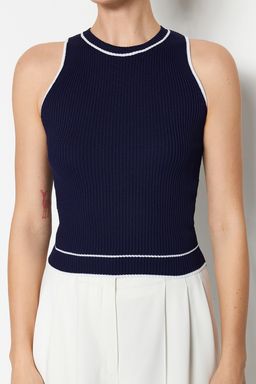 Lacivert Basic Renk Bloklu Ince Bluz TWOSS23BZ00611