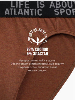 ATLANTIC 3MP-209 Трусы спорт Melange - набор 3 шт. темно-серый меланж + медно-багряный меланж + коричневый меланж