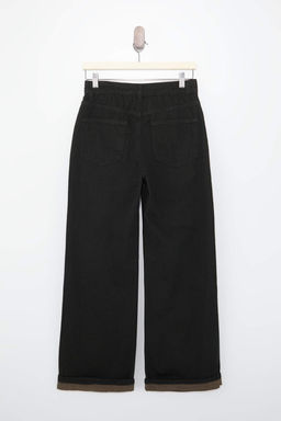 Siyah DOKUMLU Yuksek Bel 100% Pamuk Wide Leg Jeans TWOSS26JE00083 - Trendyolmilla фото 2