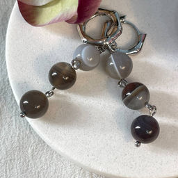 Серьги тройные из ботсванского Агата - Радуга самоцветов фото 2