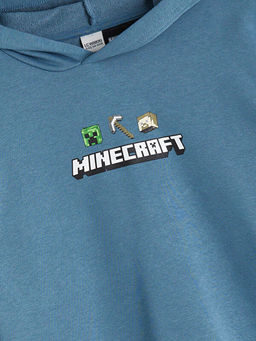 Kap??onlu Minecraft Bask?l? Erkek ?ocuk Sweatshirt