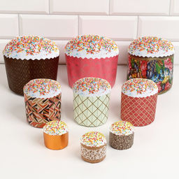 Формы для выпечки кулича бумажные Деко-про «ХВ», набор 9 видов по 1 штуке, одноразовые, разноцветные