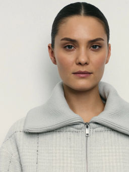 Полупальто с вязаным воротником / Zarina фото 6