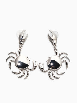 Серьги "Краб", цвет серебро