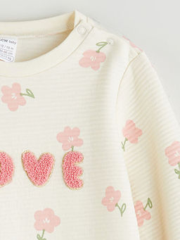 Bisiklet Yaka ?i?ekli K?z Bebek Tulum