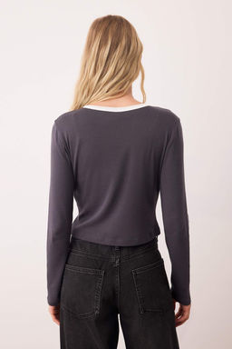 Ac?k Sar? Nak?sl? Fitted/Vucuda Oturan Kontrast Detayl? Orme T-Shirt TWOAW26TS00019 - Trendyolmilla фото 4