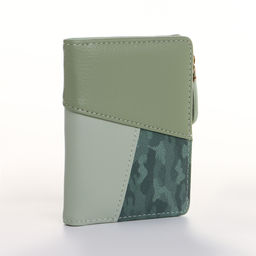 Кошелёк женский на кнопке, 11.5×2×9 см, комбинированный, зелёный