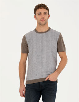 Vizon Melanj Slim Fit Bisiklet Yaka Triko Ti__rt