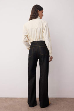 Siyah Yuksek Bel Genis Paca Wide Leg Jeans TWOAW26JE00070 - Trendyolmilla фото 4
