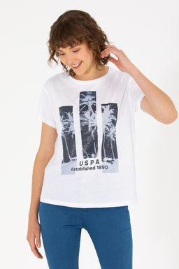 U. S. Polo Assn Женская белая футболка с круглым вырезом