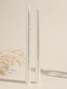 Набор свечей античных, 2,3х30 см, 2 шт "Белый жемчуг" 7,5х33,5х2,5 см
