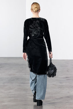 ZW COLLECTION EMBROIDERED VELVET KIMONO - Zara фото 5