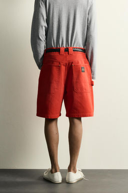 BERMUDA RELAXED FIT ALGOD?N / Blanco / Rojo - Zara фото 3
