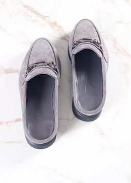 Сабо лоферы 1080.2614bl. серый замок замша