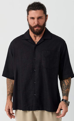 Рубашка к/р лен F611-0423 black - Fine joyce фото 8