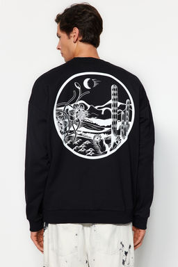 TRENDYOL MAN Lacivert Oversize/Genis Kesim S?rt Bask?l? Ici Polar/S?cak Tutan Pamuk Sweatshirt TMNAW22SW0796 - Trendyolmilla фото 19