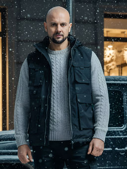 Куртка - жилетка трансформер с подогревом 2 в 1 мужская зимняя черного цвета 6668Ch - Mtforce фото 37