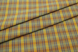 Вареный (стираный) хлопок Клетка цв.св.золотисто-оливковый/серый, ш.2.5м, хл-100%, 115гр/м.кв - Купава фото 3