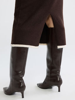 Beli Lastikli Y?rtma?l? Triko Kalem Etek