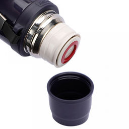 Термос из нержавеющей стали с узкой горловиной 0,9л "Гант" д7,5см, h32,5см, горло д4,5см, кнопочный механизм, крышка-стакан, с ремешком, покрытие - фиолетовое, глянцевое, "TalleR" (Китай)