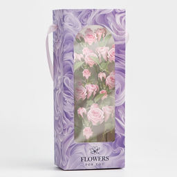 Цена за 5 шт. Пакет-переноска для цветов с пластиковым окном, Flowers, сиреневая, 30 х 12 х 8 см