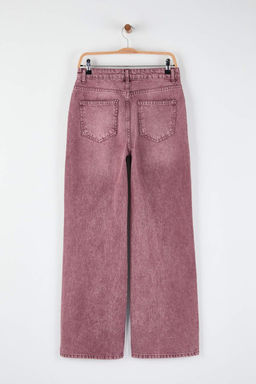 TRENDYOLMILLA Bej Soluk Efekt Vintage Normal Bel Wide Leg Jeans TWOSS24JE00011  фото 14