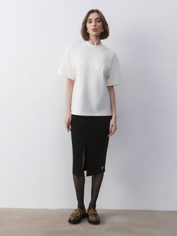 CONTE Юбка прямого кроя из футера с разрезом LU 2592 black