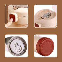 Термос для еды, 1.2 л, 2715 см, 3 контейнера, складная ложка, нержавеющая сталь, бежевый, красный - Simaland фото 2