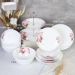 Столовый набор 20 предметов Евро с этажеркой / 19/FLYGP8575672 (20032) /уп 2/ Чайная роза