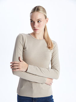 Bisiklet Yaka D?z Uzun Kollu Kad?n Ti??rt