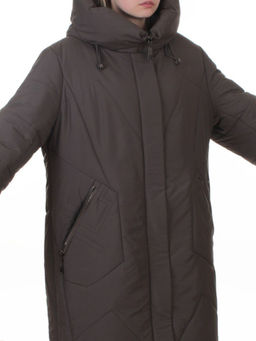 A618 GRAY/BROWN Пальто зимнее женское (верблюжья шерсть, 120 гр. холлофайбер)