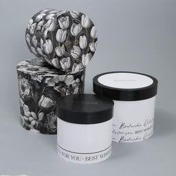 Набор шляпных коробок для цветов 4 в 1 Чёрно-белый, 14 х 13 см - 20 х 17.5 см